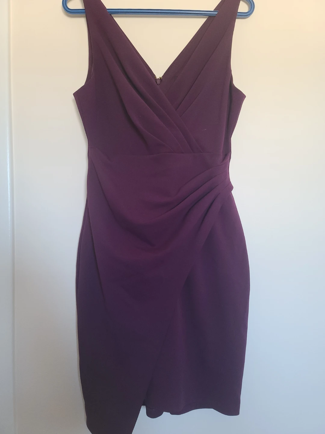 Guess women's Purple V-Neck Ruched Dress