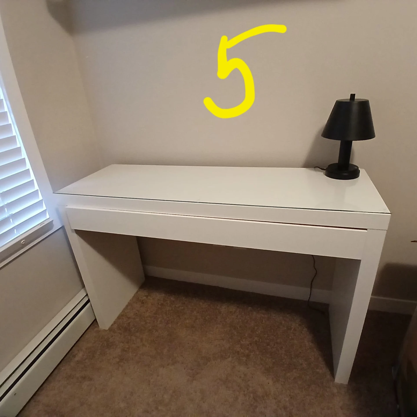 White Desk with Glass Top