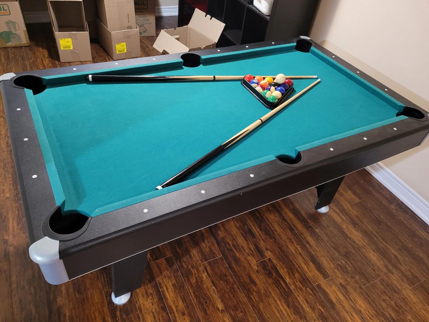 Pool Table with Cues and Balls