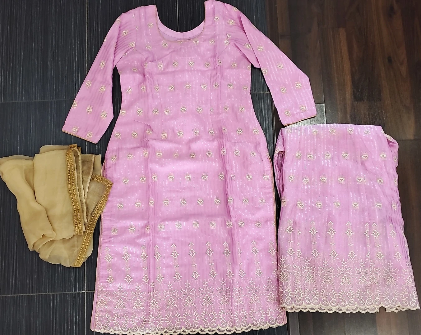 Pink Embroidered sharara suit