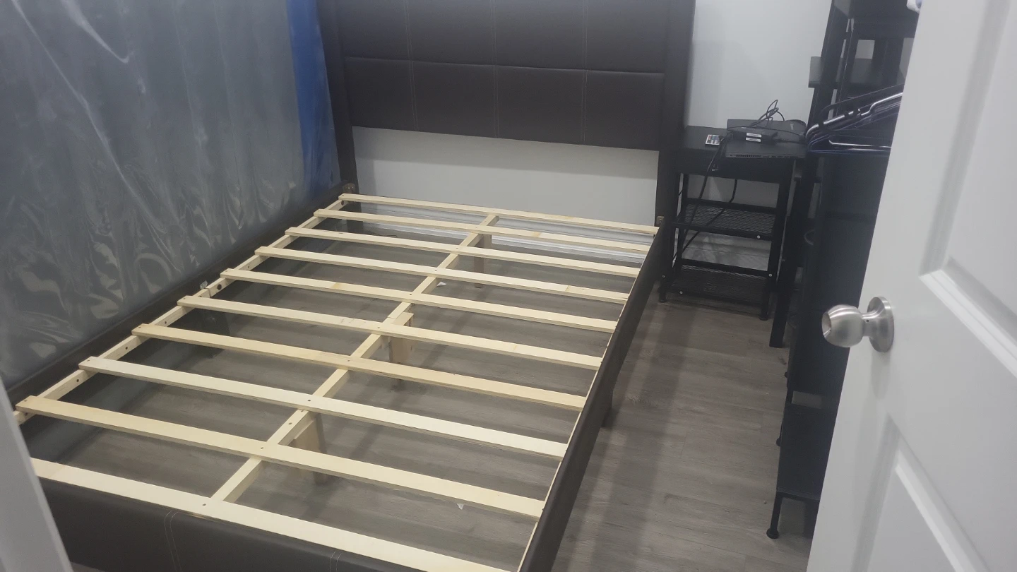 Bamboo Mattress with Dark Brown Faux Leather Bed Frame