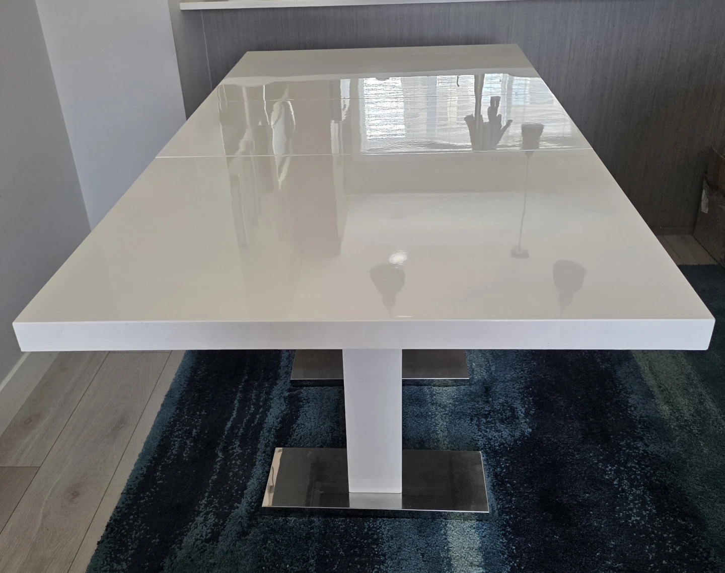 Modern White Extendable Dining Table - photo 4