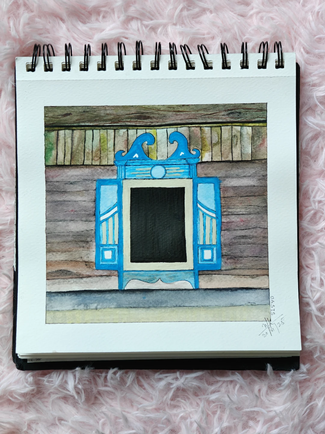 Watercolor Painting of a Traditional Window