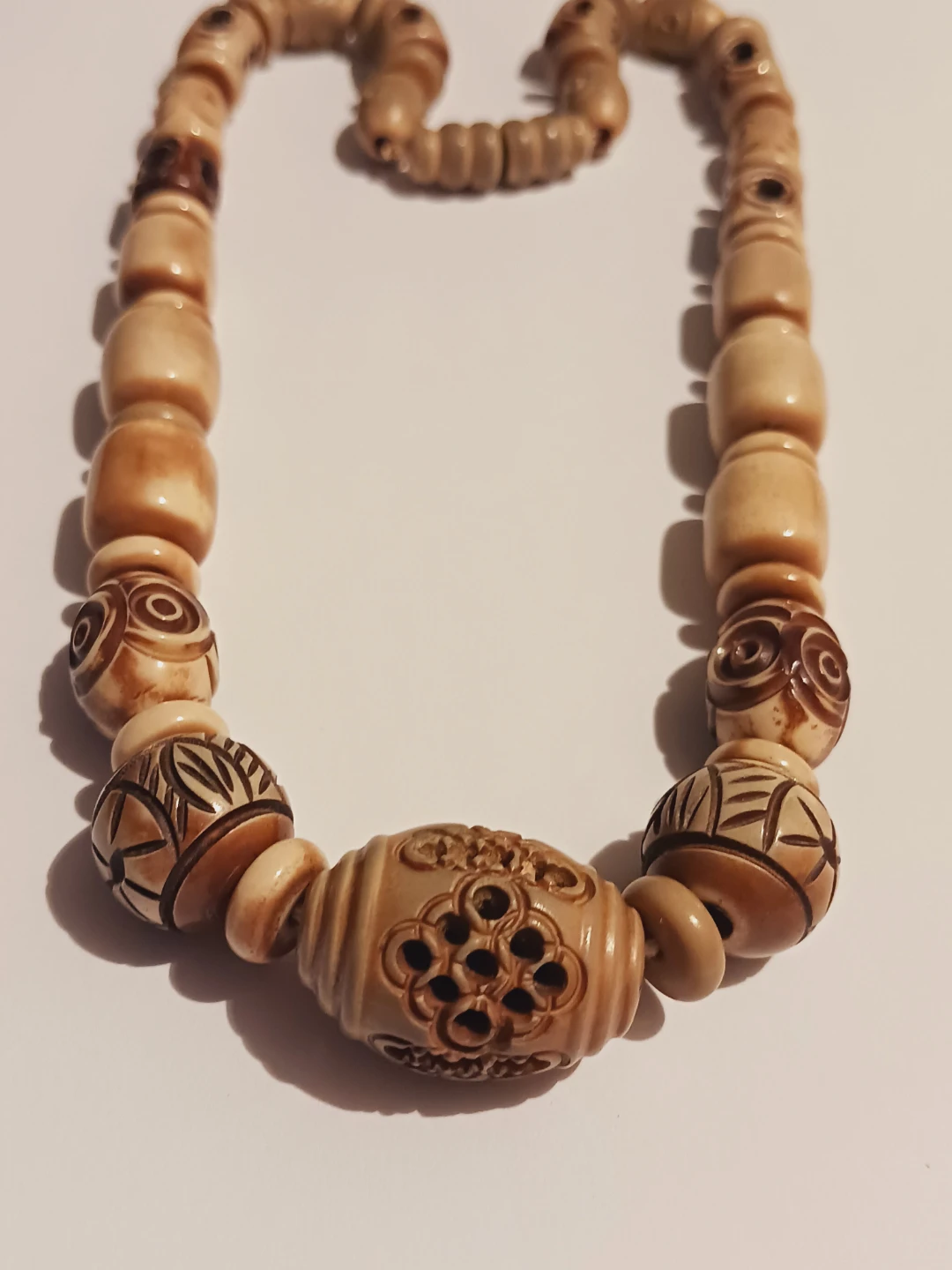 Unique carved bone beaded Necklace