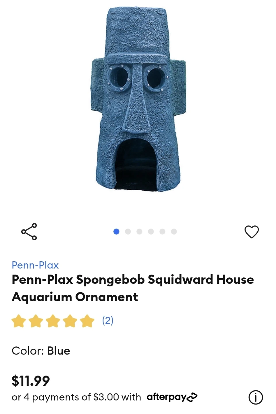 Penn-Plax Spongebob Squidward House Aquarium Ornament