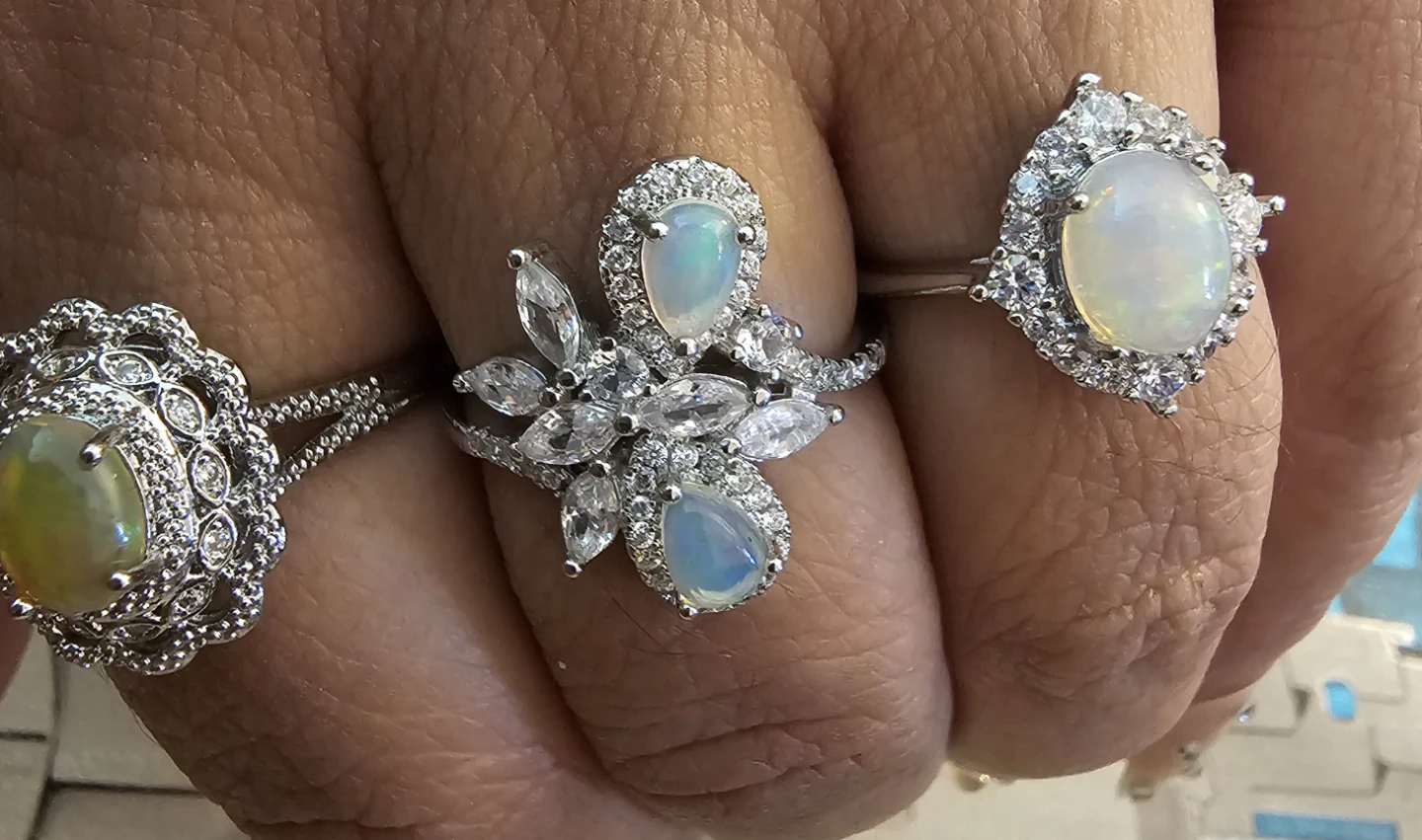 Opal and Cubic Zirconia Ring - photo 3