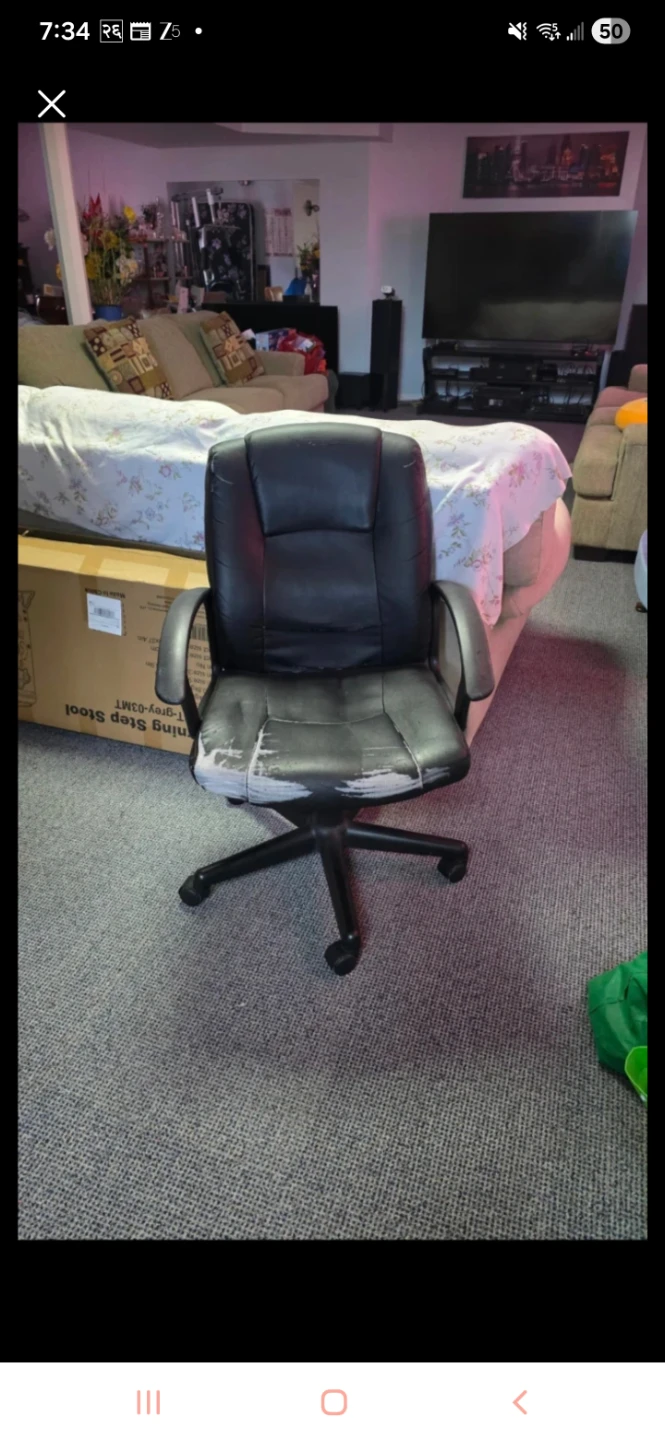 Black Office Chair - Worn Seat