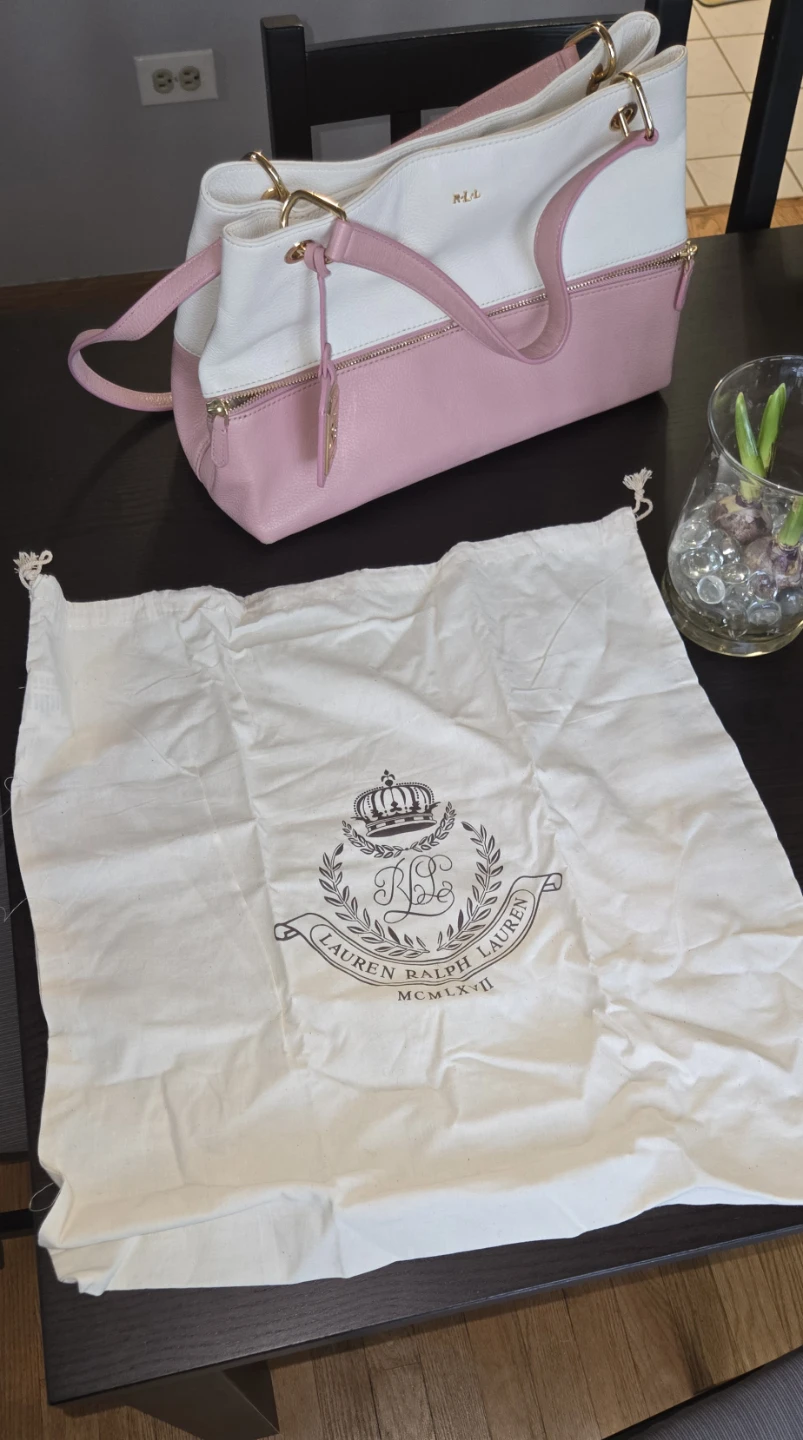 Lauren Ralph Lauren Purse and Tote Bag - White and Pink Leather - photo 2