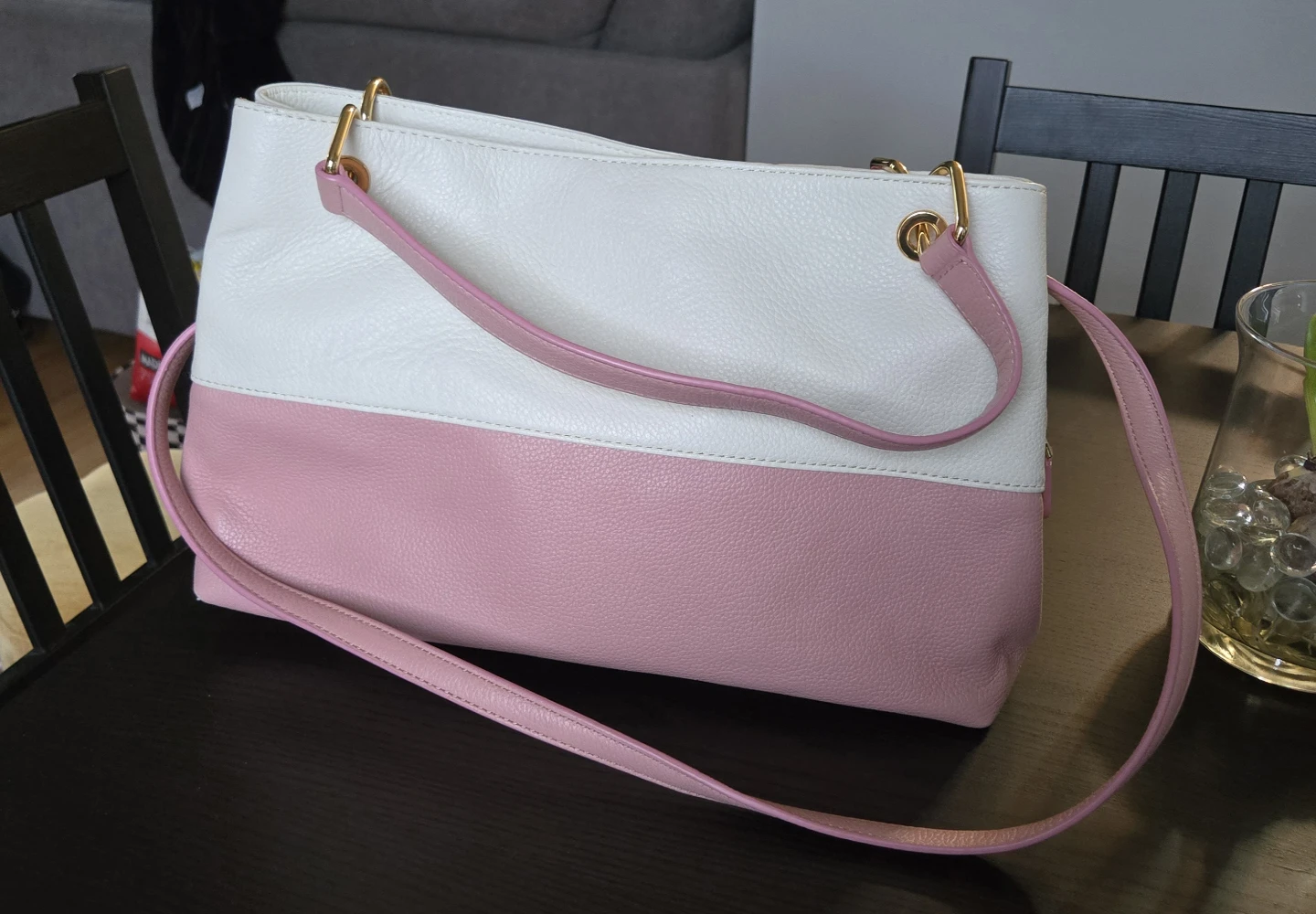 Lauren Ralph Lauren Purse and Tote Bag - White and Pink Leather - photo 3