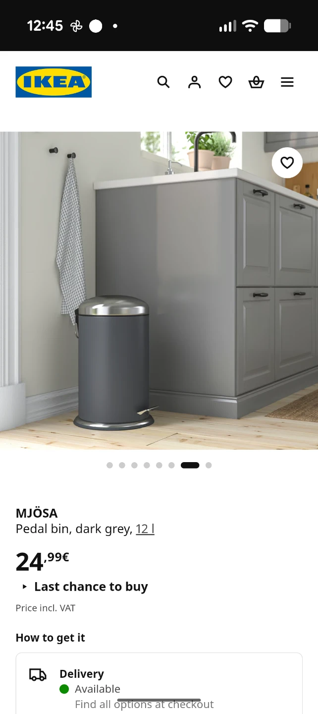 IKEA MJÖSA Pedal bin, dark grey, 12 l - photo 3