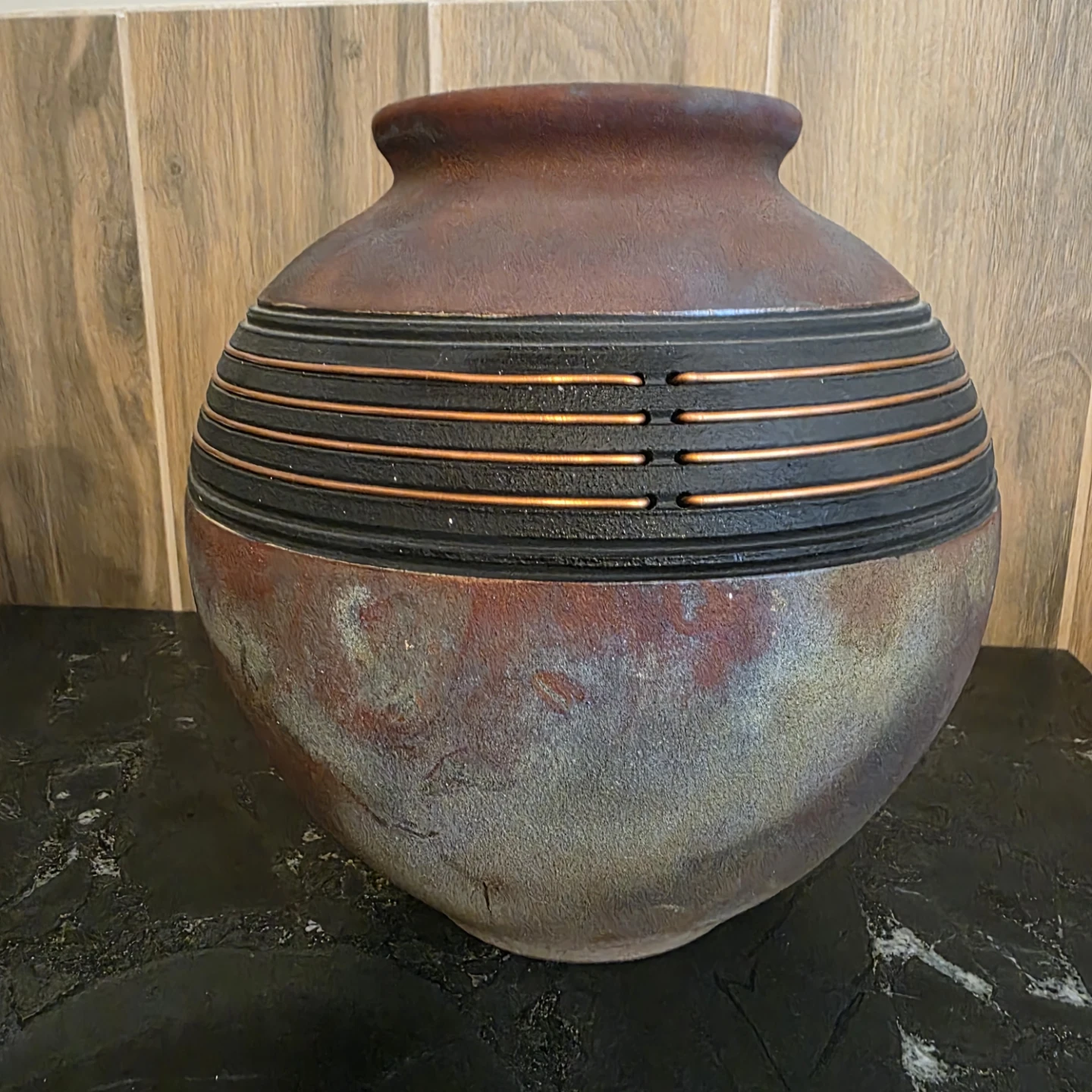 Decorative Ceramic 80' Raku Fired Iridescent pottery vase