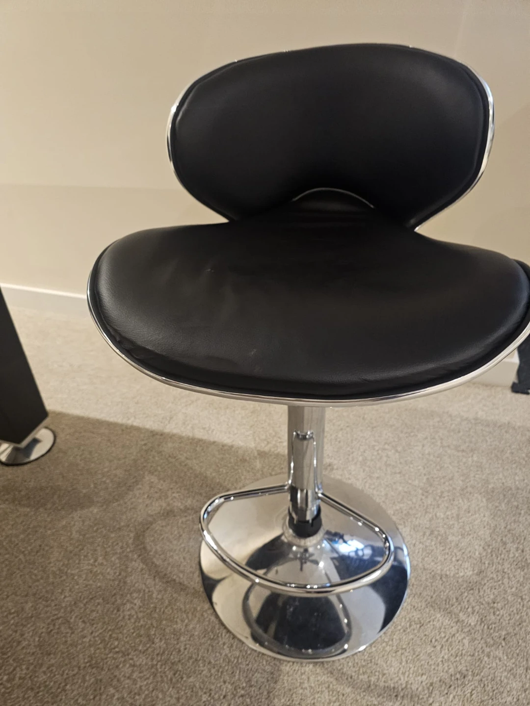 2 Black Faux Leather Adjustable Bar Stool - photo 2