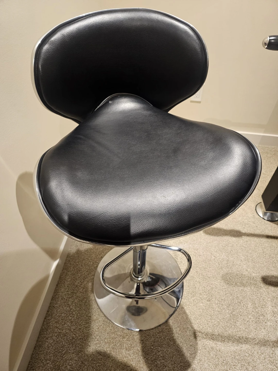 2 Black Faux Leather Adjustable Bar Stool - photo 3