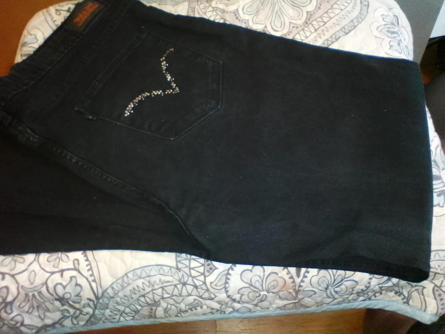 Black Jeans with Rhinestone Detail