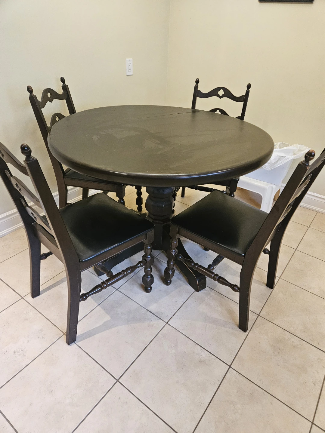 Dark Round Dining Table with 4 Chairs