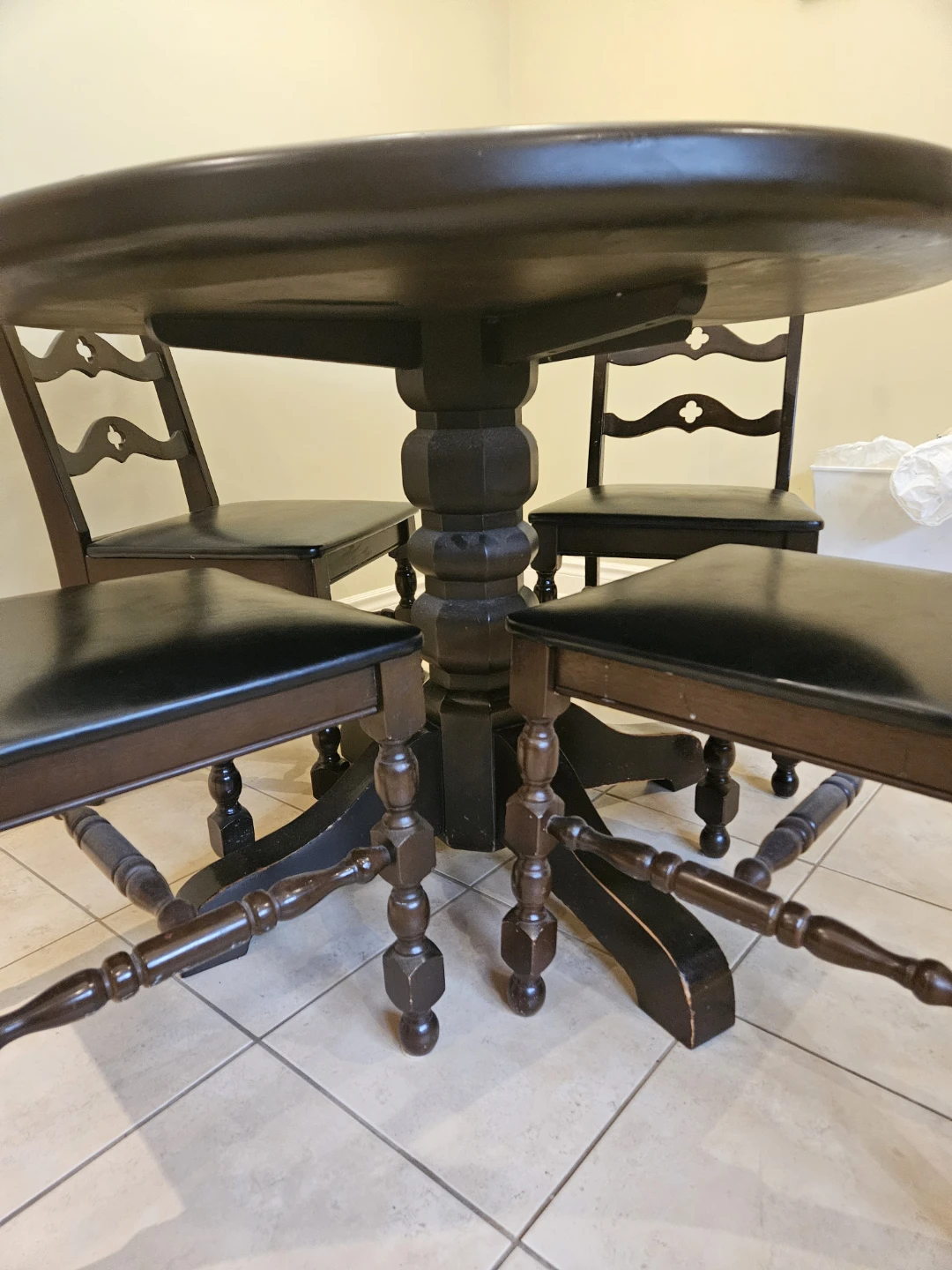 Dark Round Dining Table with 4 Chairs - photo 2