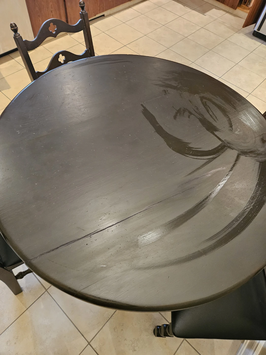 Dark Round Dining Table with 4 Chairs - photo 5