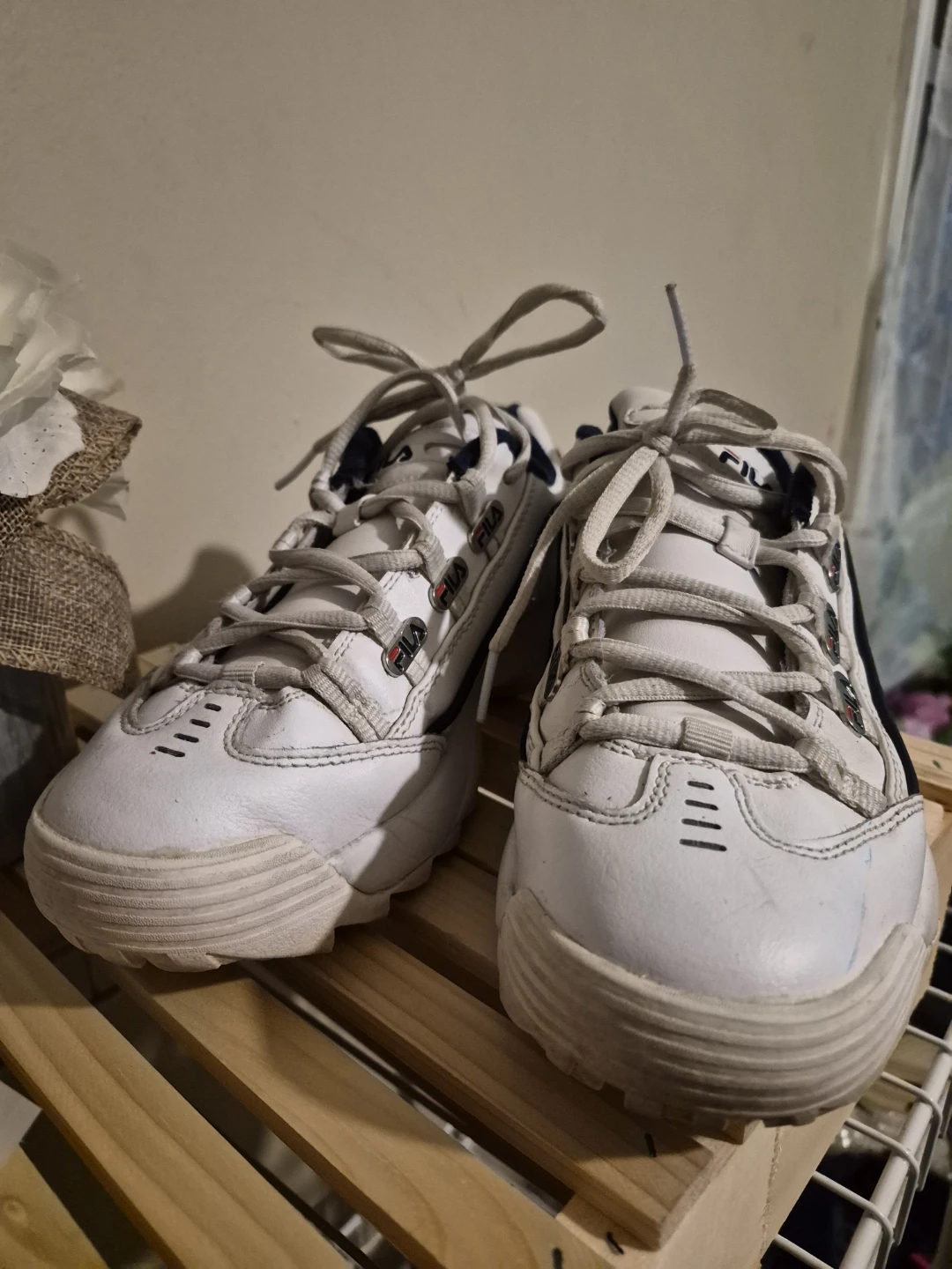 Fila White and Navy Lace-Up Sneakers - photo 3