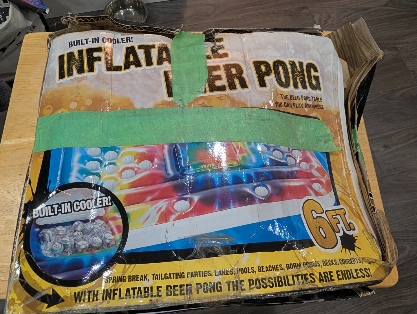 6ft Inflatable Beer Pong Table with Built-in Cooler