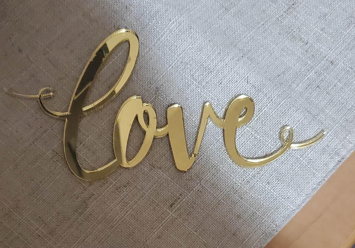 Gold "Love" Script Cake Topper or Decoration
