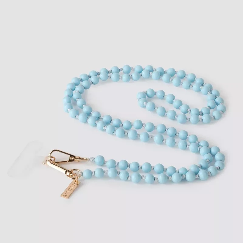 Hello Lux Painted Wooden Bead Phone Crossbody Lanyard - Blue - photo 4