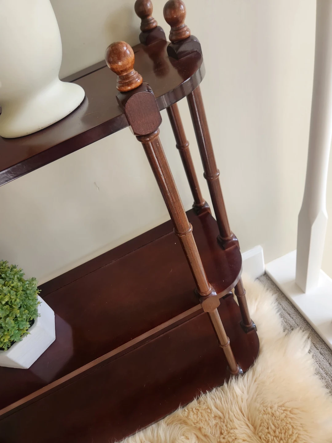 LARGE Dark Wood Tiered Shelf free standing OR wall shelf - photo 3