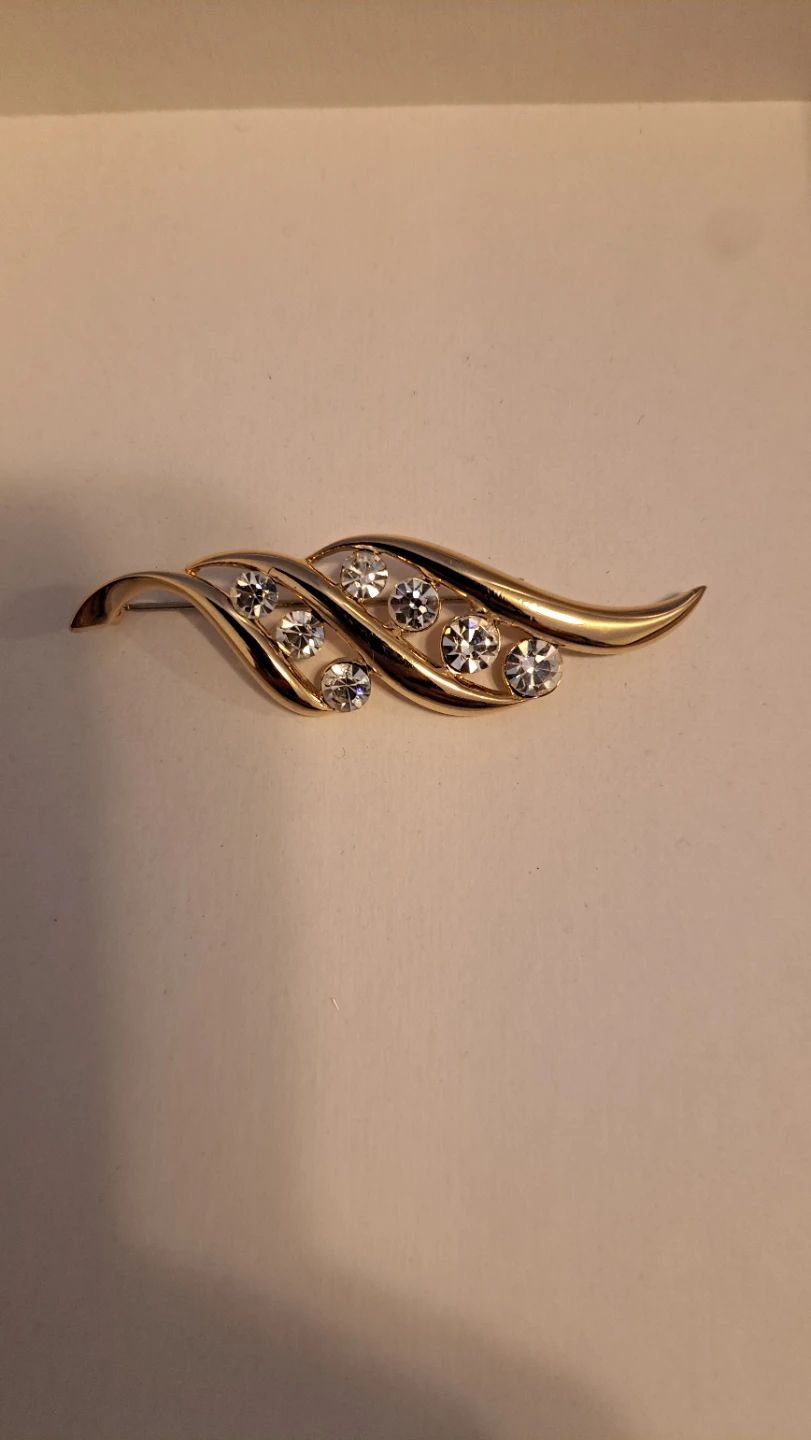 Gold-tone Brooch with Rhinestones