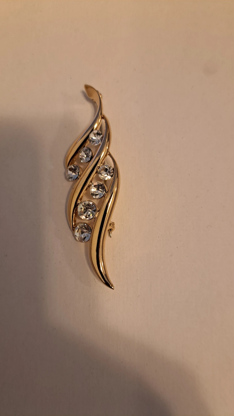 Gold-tone Brooch with Rhinestones - photo 2