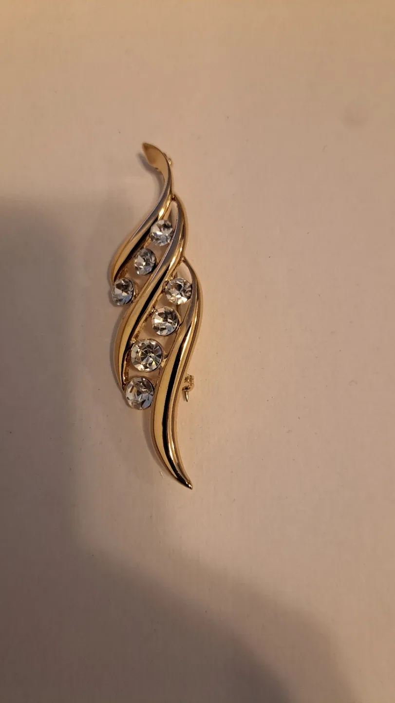 Gold-tone Brooch with Rhinestones - photo 2