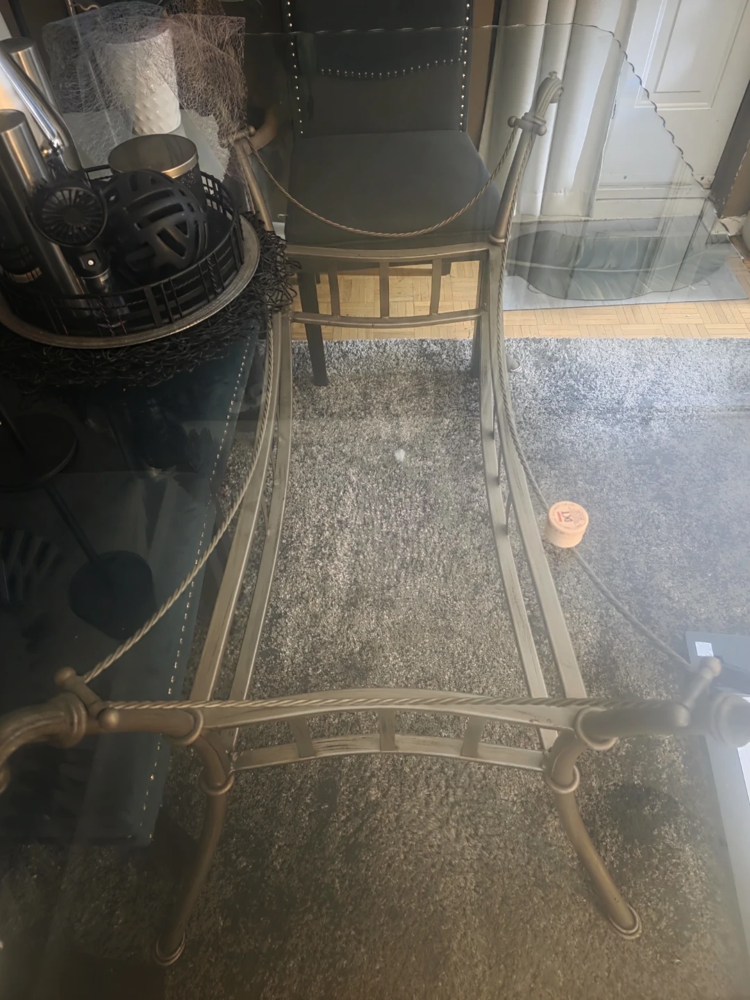 Glass and metal coffee table