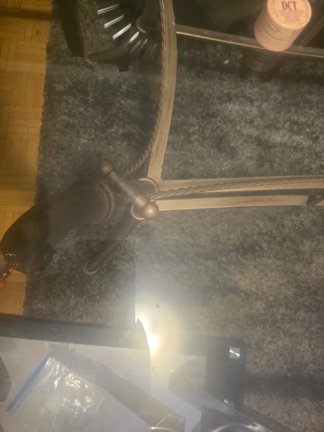 Glass and metal coffee table - photo 3