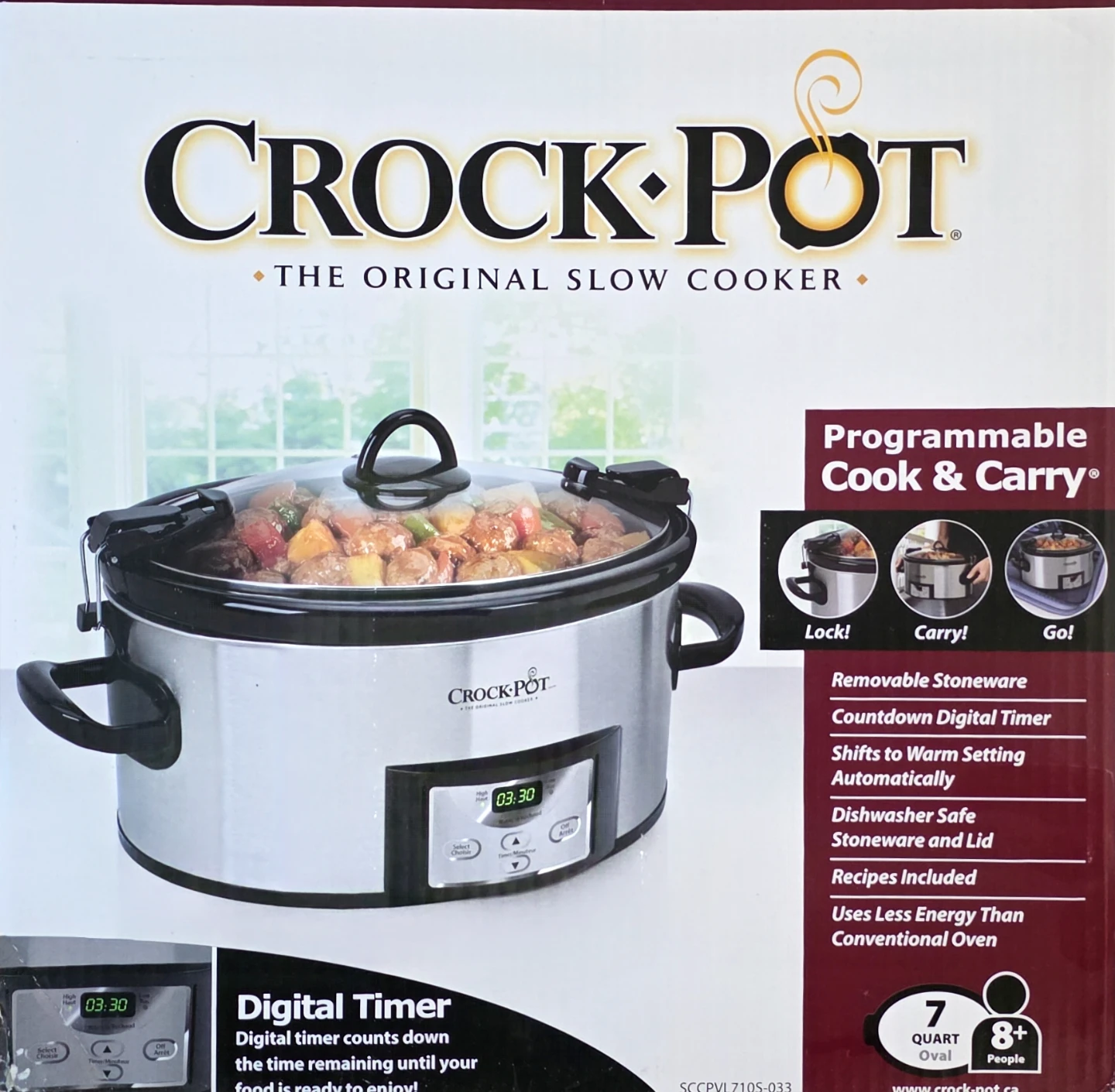 Crock-Pot Programmable Cook & Carry Slow Cooker 7 Quart Oval