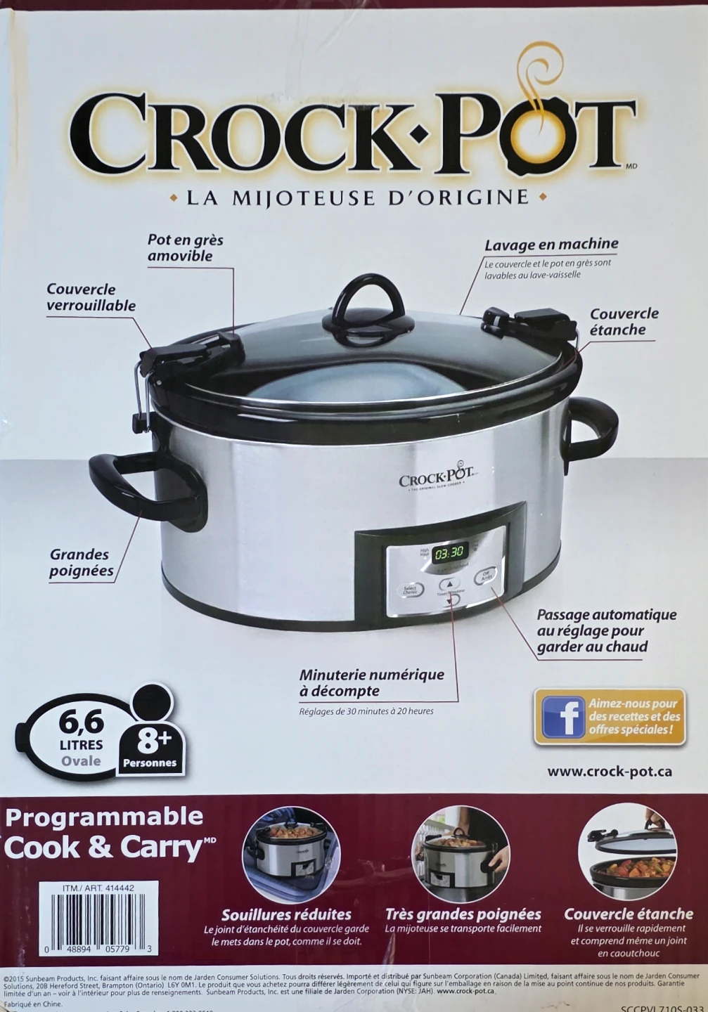 Crock-Pot Programmable Cook & Carry Slow Cooker 7 Quart Oval - photo 3