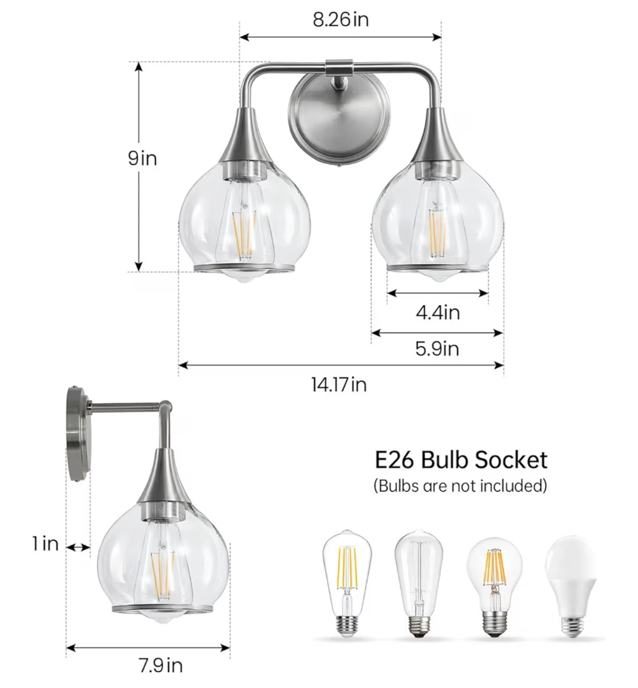 2-Light Bathroom Vanity Light Fixture - photo 2