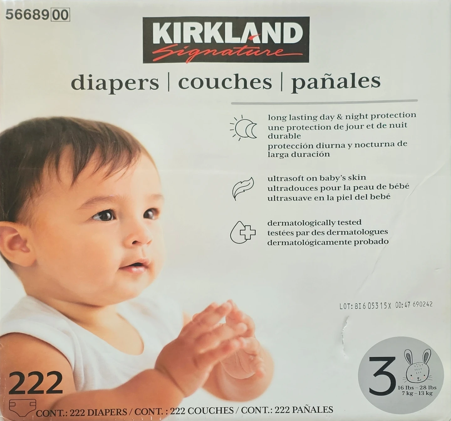 Kirkland Signature Size 3 Diapers - 222 Count