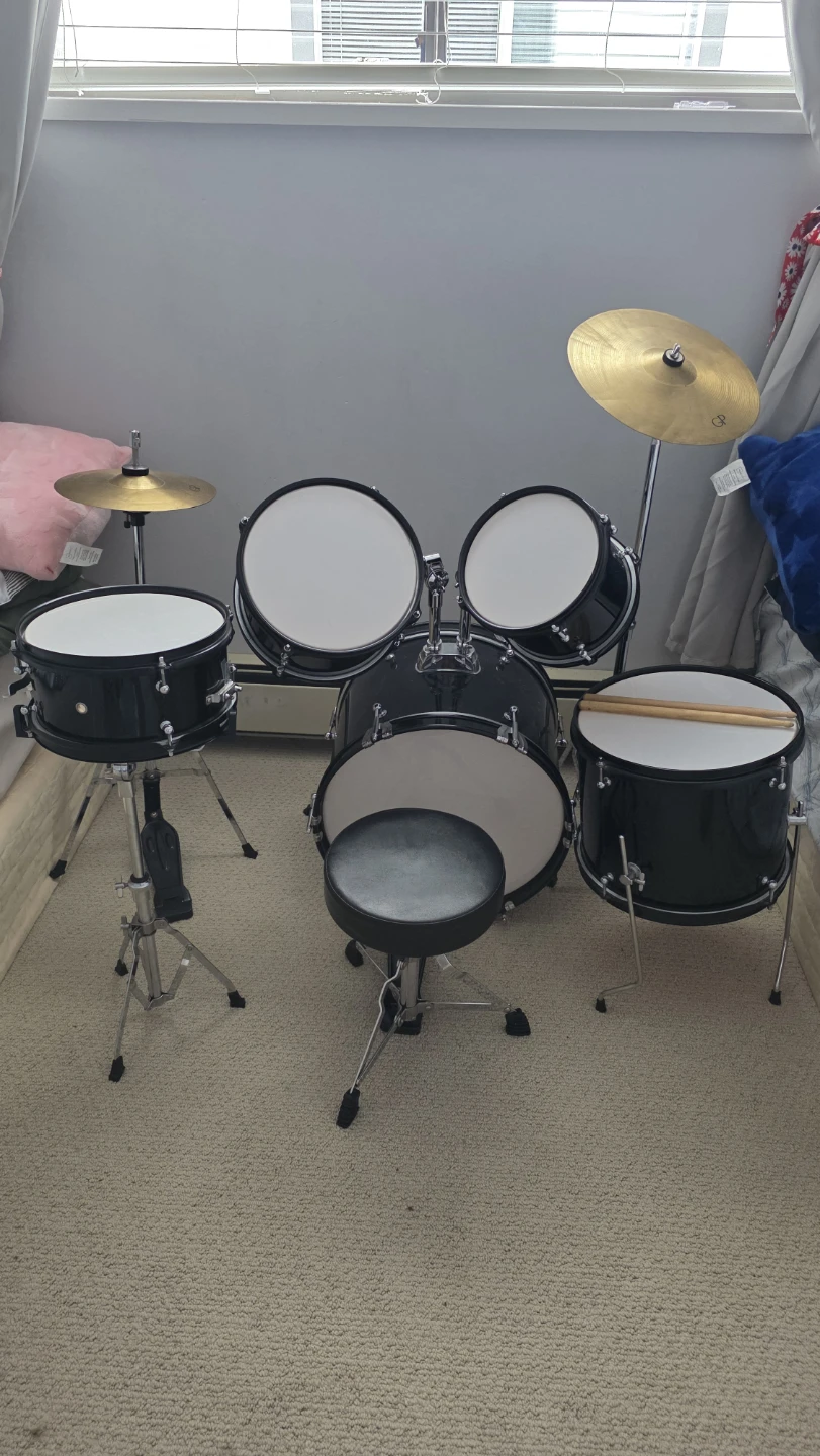 Black Drum Kit with Stool and Sticks - photo 2