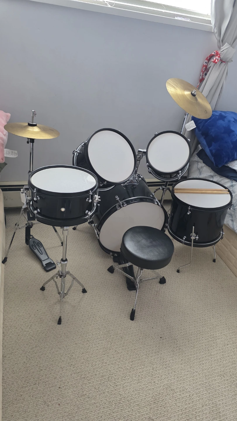 Black Drum Kit with Stool and Sticks - photo 3