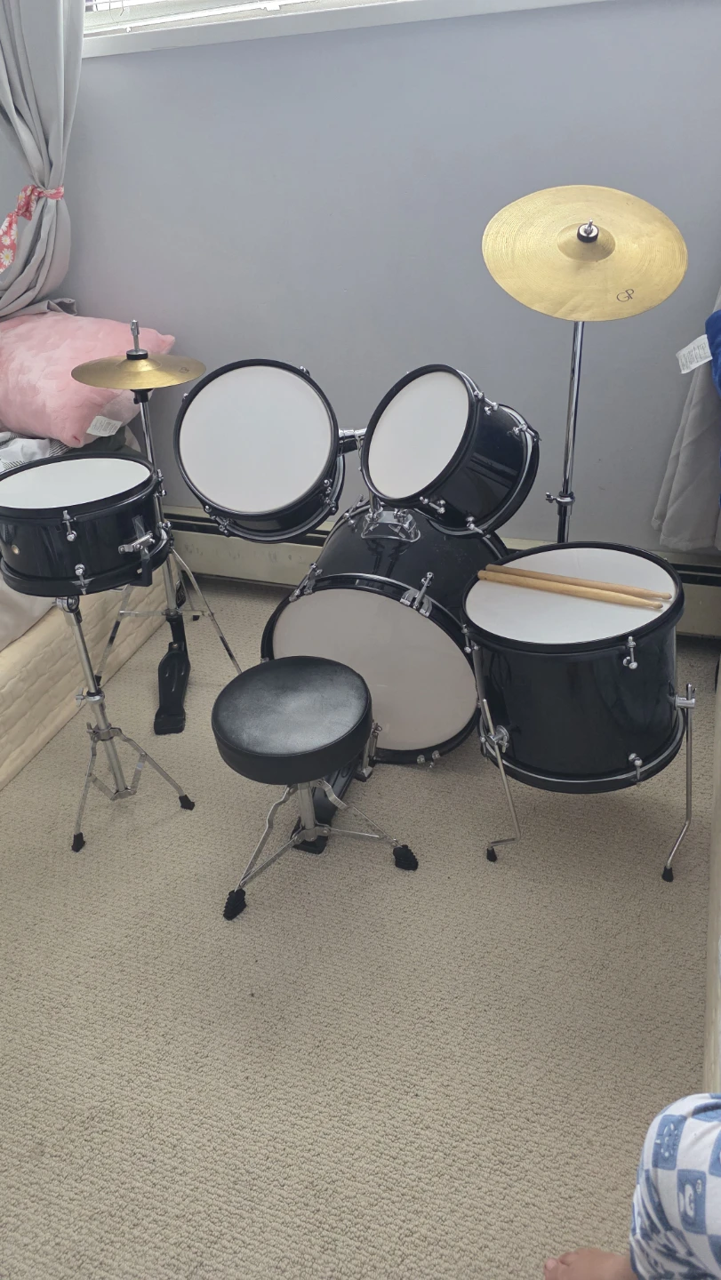 Black Drum Kit with Stool and Sticks - photo 4
