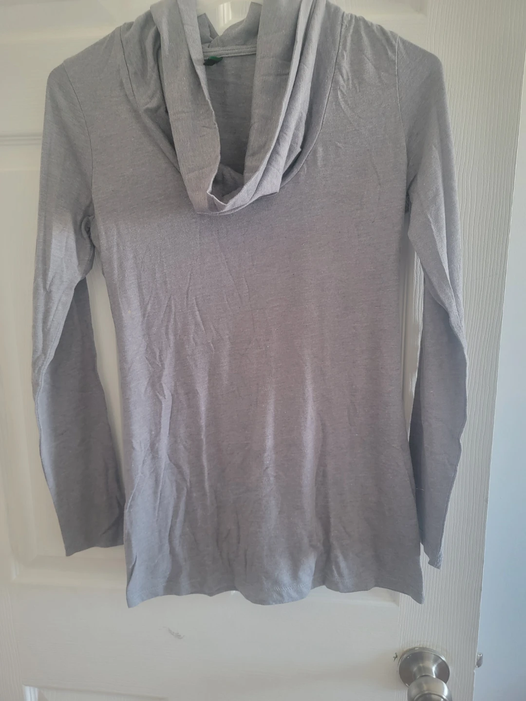 Grey Long Sleeve Cowl Neck Top M