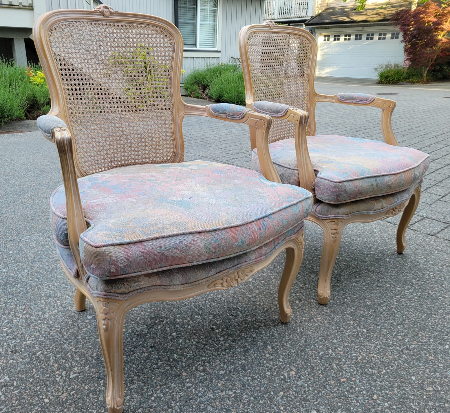 Vintage French Provincial Cane Back Chairs – Pair