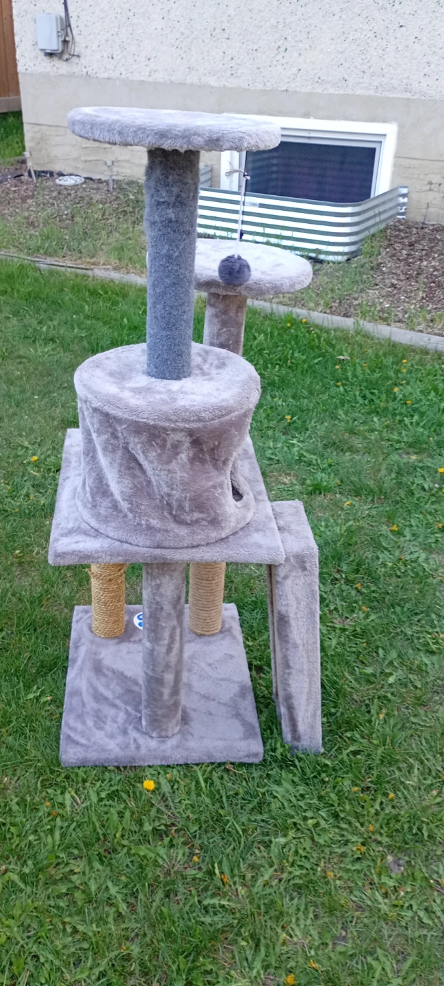 Grey Cat Tree Condo with Scratching Pad - photo 2