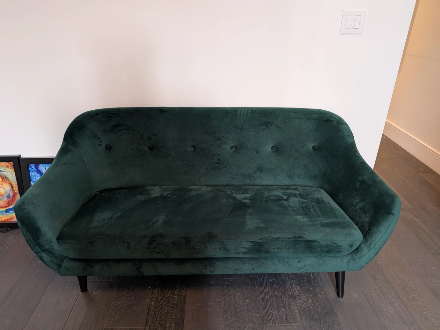 Dark Green Velvet Loveseat