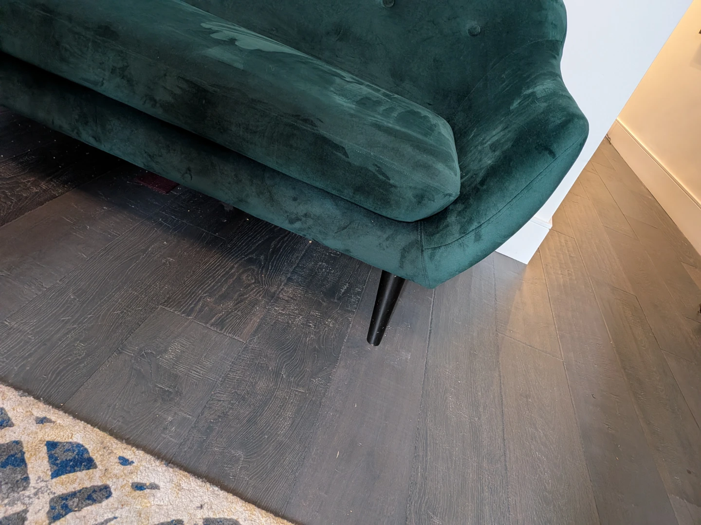 Dark Green Velvet Loveseat - photo 2