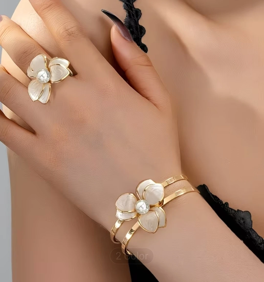 Flower Bracelet and Ring Set