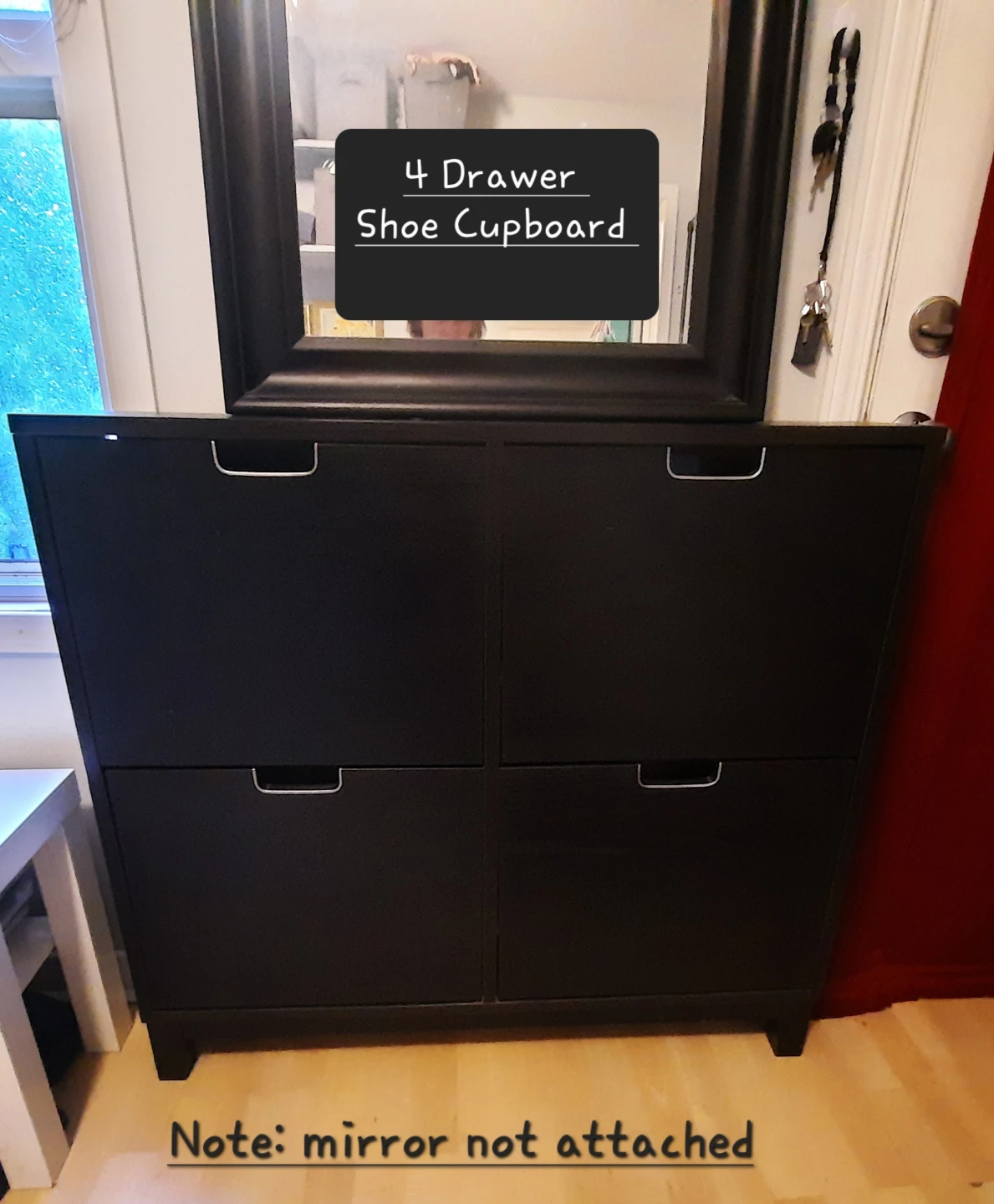 Black 4 Drawer Shoe Cupboard