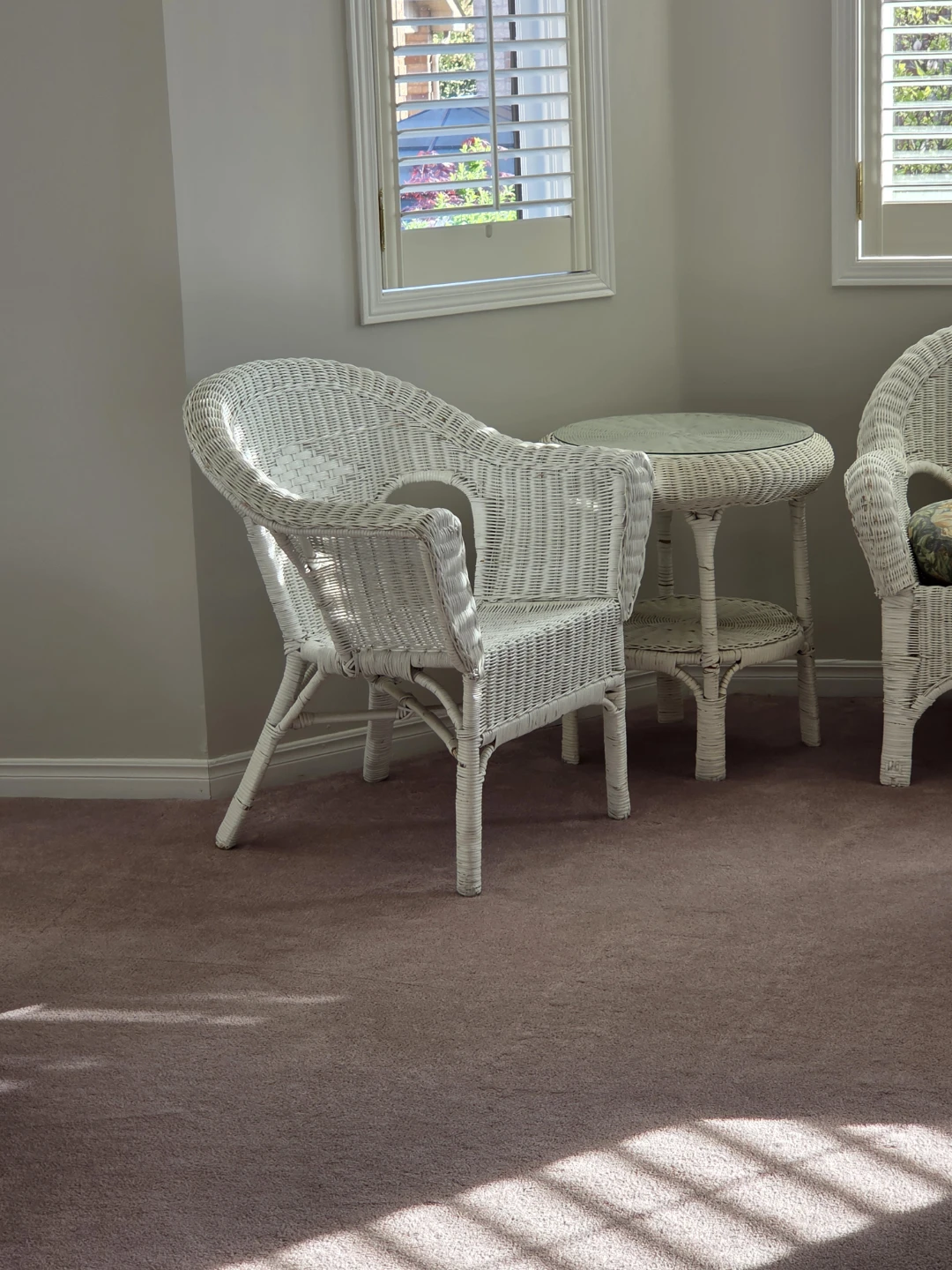 White Wicker Patio Set with Sofa, Chairs, Tables & Shelf - photo 3