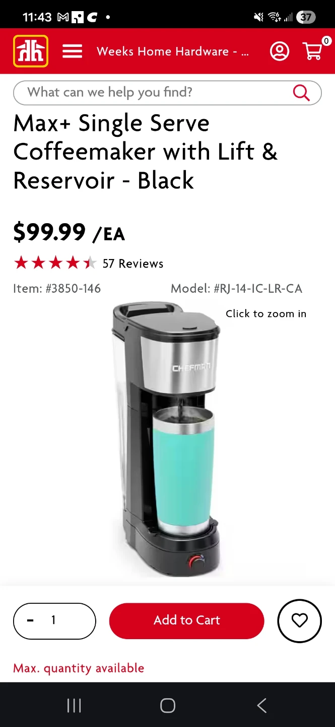 Chefman InstaCoffee Single Serve Brewer