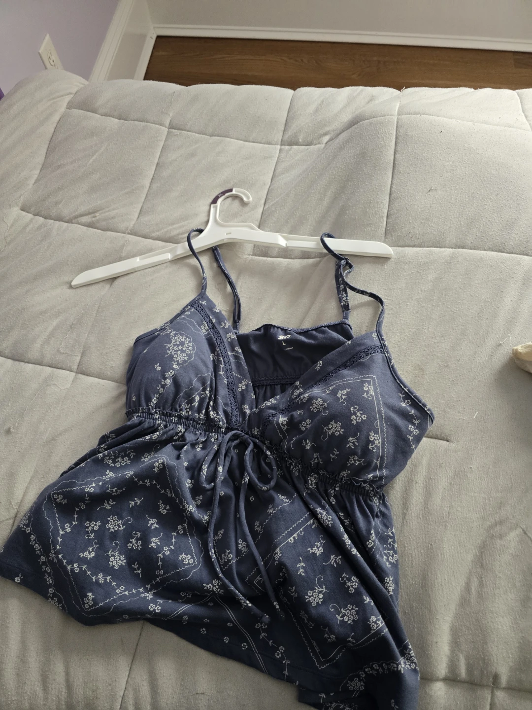 Blue Floral Print Tank Top