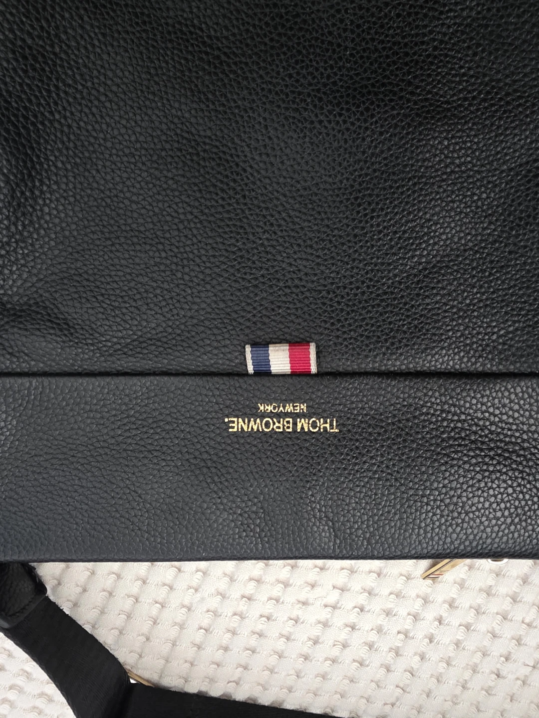 Thom Browne Black Leather Crossbody Bag