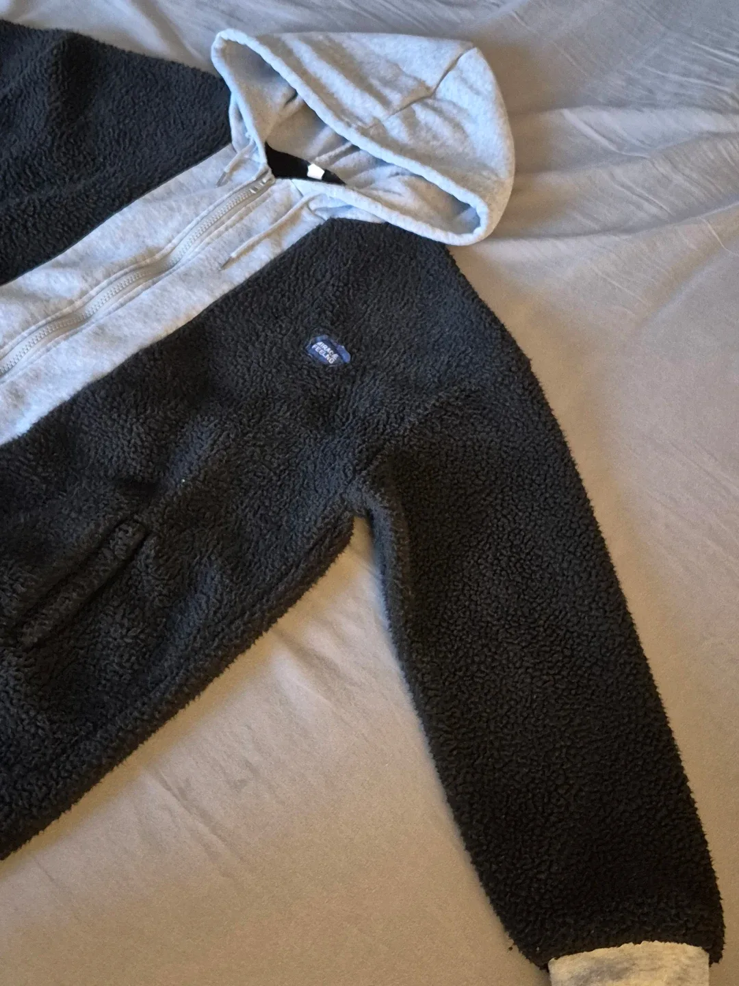 black and light Grey fleece zip up hoodie - photo 3